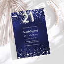 Search for silver 21st birthday invitations Blue and silver