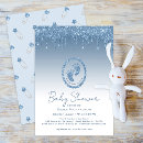 Search for metallic baby shower invitations Blue