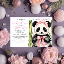 Recherche de panda baby shower fille invitations Rose