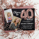Search for black rose gold 40th birthday invitations Party
