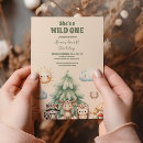 Search for woodland animals 1st birthday invitations Wild one