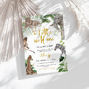 Search for wild one safari animals baby shower invitations Lion