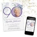 Search for purple 90th birthday invitations Adult milestone