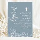 Search for blue flower christening invitations Baby boy baptism