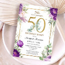 Search for purple and gold 50th birthday invitations Watercolor
