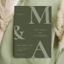 Search for moss green wedding invitations Typography