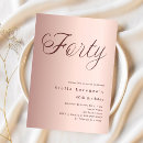 Search for rose gold 40th birthday invitations Simple