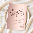 Search for rose gold 80th birthday invitations Modern