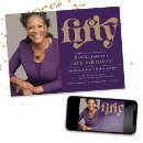 Search for purple and gold 50th birthday invitations Typography