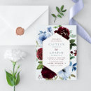 Search for dusty blue and burgundy wedding invitations Watercolor floral