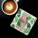 Search for pink flamingo coasters Palm leaves