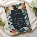 Search for navy blue and orange wedding invitations Watercolor floral