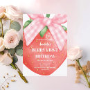 Search for berry 1st birthday invitations Pink bow
