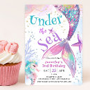 Search for mermaid 3rd birthday invitations Pink
