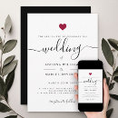 Search for red heart wedding invitations Black and white