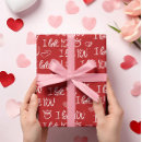 Search for i love you wrapping paper Red and white
