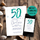 Search for teal 50th birthday invitations Watercolor