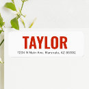Search for deep red return address labels Modern