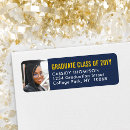 Search for blue and gold graduation return address labels Class of 2025