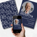 Search for mens 70th birthday invitations Navy blue