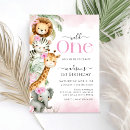 Search for wild one girl birthday invitations Jungle