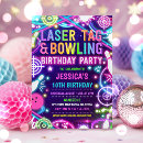 Search for neon bowling birthday invitations Glow birthday party