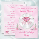 Search for diamond and pearls birthday invitations Pink