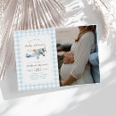 Search for airplane baby boy shower invitations Blue gingham
