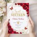 Search for red rose sweet 16 invitations Girly