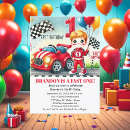 Search for race car 1st birthday invitations Cute