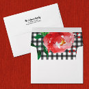Search for red white gingham envelopes Return address