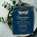 Search for navy blue masquerade party invitations Gold