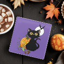 Recherche de chat halloween dessous de verres Citrouille