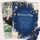 Search for gold confetti graduation invitations Navy blue