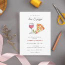 Search for love and pizza invitations Watercolor