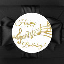 Search for gold music notes stickers Happy birthday