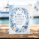 Recherche de coquillages bleus invitations Mother to be