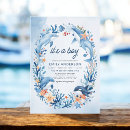 Recherche de coquillages bleus invitations Mother to be
