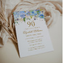 Search for blue 90th birthday invitations Floral