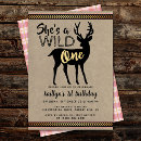 Search for wild one girl birthday invitations Deer