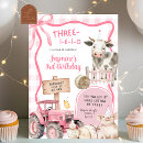 Search for pink tractor birthday invitations Girl