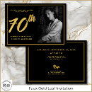 Search for black gold 70th birthday invitations Simple