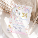 Search for unicorn 4th birthday invitations Rainbow