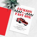 Search for red car birthday invitations Fast one birthday