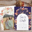 Search for orange blue save the dates Whimsical wildflowers