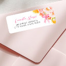 Search for pink orange floral return address labels Bridal shower