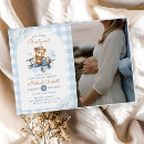 Search for airplane baby boy shower invitations Blue gingham