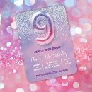 Search for 9th birthday invitations Pink and purple