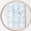 Search for blue gingham baby shower invitations Simple