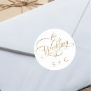Search for gold script monogram wedding stickers Gold and white